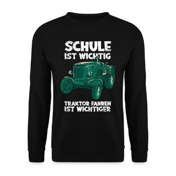 Traktor Schule - Unisex Pullover - Schwarz - Vorne - Alina (178cm) & Michal (187cm)