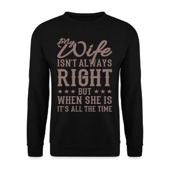 Ehemann Sprüche Lustig Hochzeitstag My Wife Isn't - Unisex Pullover - Schwarz - Vorne - Alina (178cm) & Michal (187cm)