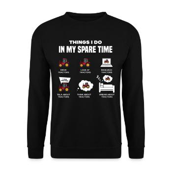 Landwirt Bauer Spruch Freizeit Traktor - Unisex Pullover - Schwarz - Vorne - Alina (178cm) & Michal (187cm)