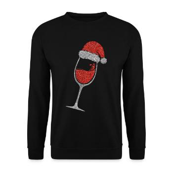 Wein Weihnachten Mütze glitzer schön - Unisex Pullover - Schwarz - Vorne - Alina (178cm) & Michal (187cm)