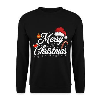 Merry Christmas Happy Christmas - Unisex Sweatshirt - black - Front - Alina (178cm) & Michal (187cm)
