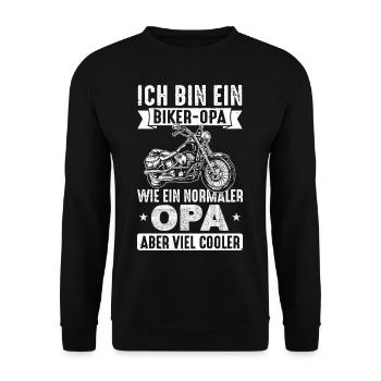Biker-Opa wie normaler Opa aber viel cooler - Unisex Pullover - Schwarz - Vorne - Alina (178cm) & Michal (187cm)