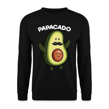 Papacado Avocat Grossesse Papa Végétalien - Sweat-shirt Unisexe - noir - Devant - Alina (178cm) & Michal (187cm)