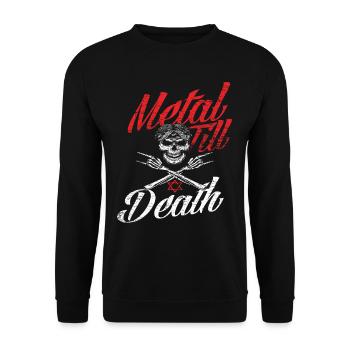 Metal Musik Musiker Totenkopf - Unisex Pullover - Schwarz - Vorne - Alina (178cm) & Michal (187cm)