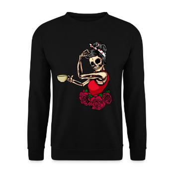Coffee skeleton woman funny coffee love - Unisex Sweatshirt - black - Front - Alina (178cm) & Michal (187cm)