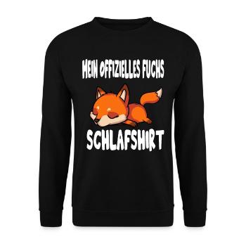 Schlafshirt Pyjama Schlafanzug Fuchs - Unisex Pullover - Schwarz - Vorne - Alina (178cm) & Michal (187cm)