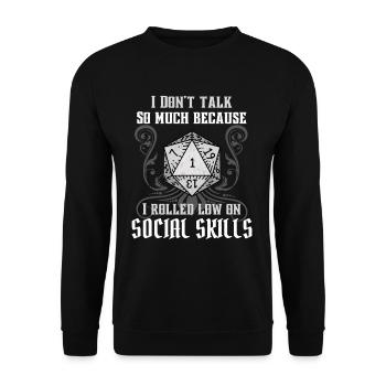 RPG Spaß Sozialkompetenz Würfel Gamer Pen & Paper - Unisex Pullover - Schwarz - Vorne - Alina (178cm) & Michal (187cm)