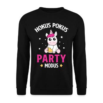 Einhorn Bier Hokus Pokus Party Modus - Unisex Pullover - Schwarz - Vorne - Alina (178cm) & Michal (187cm)