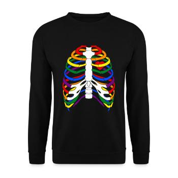 Rib Cage Skeleton Gay Pride Rainbow Flag Halloween - Unisex Sweatshirt - black - Front - Alina (178cm) & Michal (187cm)