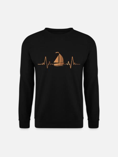 Herzschlag Segeln Segler EKG Segelboot Skipper - Unisex Pullover - Schwarz