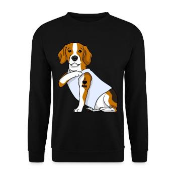 J’aime maman Tatouage Beagle Chien Fête des mères - Sweat-shirt Unisexe - noir - Devant - Alina (178cm) & Michal (187cm)