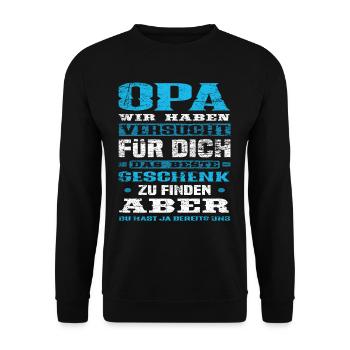 Opa Enkelkinder Geschenk - Unisex Pullover - Schwarz - Vorne - Alina (178cm) & Michal (187cm)