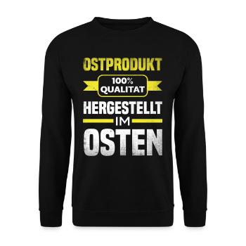 Geboren Im Osten Stolzer Ossi Ostdeutscher - Unisex Pullover - Schwarz - Vorne - Alina (178cm) & Michal (187cm)