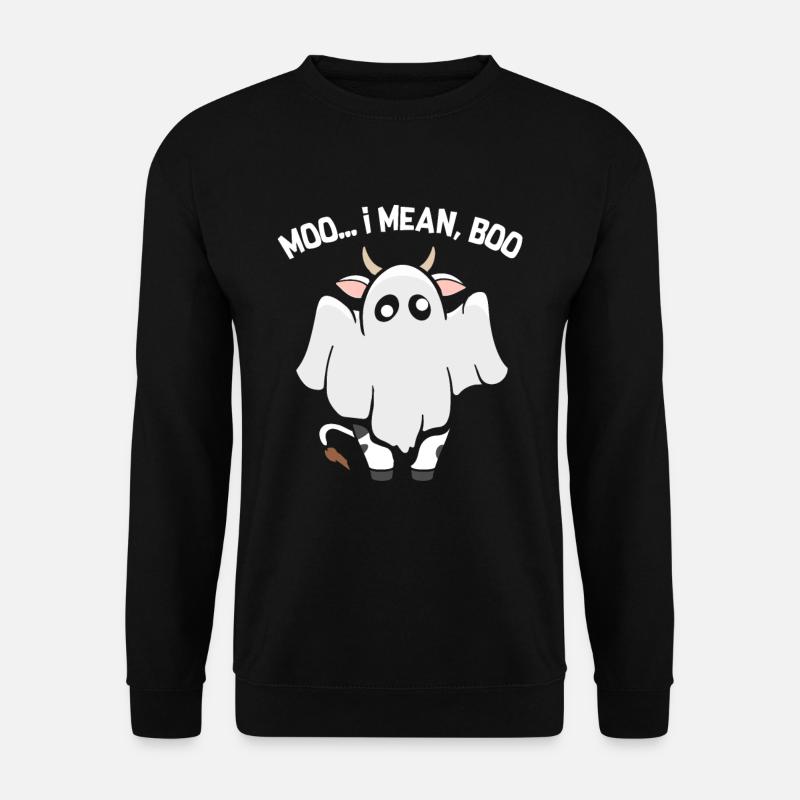 Moo I Mean Boo Ghost Kuh Geist Kuh Halloween - Unisex Pullover - Schwarz