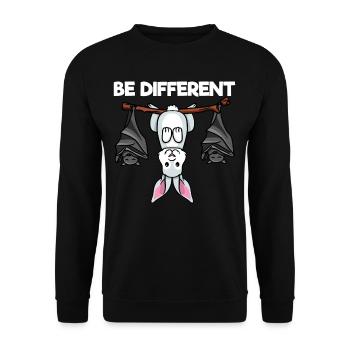 Soyez différent Lapin Lapin avec des chauves-souris - Sweat-shirt Unisexe - noir - Devant - Alina (178cm) & Michal (187cm)