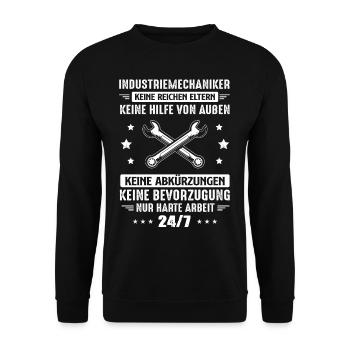 Industriemechaniker Harte Arbeit Job Beruf Kollege - Unisex Pullover - Schwarz - Vorne - Alina (178cm) & Michal (187cm)