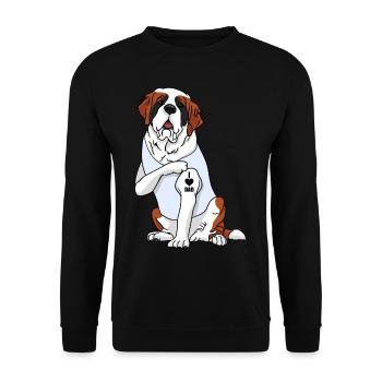 J’aime papa Tatouage St. Bernard Chien Fête des pères - Sweat-shirt Unisexe - noir - Devant - Alina (178cm) & Michal (187cm)