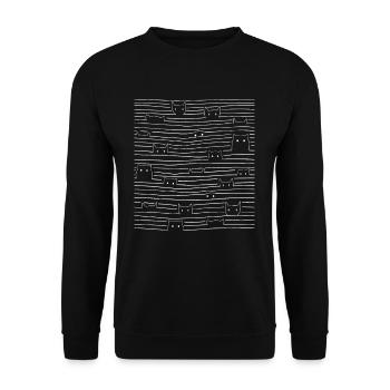 Cat Line Art Cool Halloween Black Cat Kitten - Unisex Sweatshirt - black - Front - Alina (178cm) & Michal (187cm)