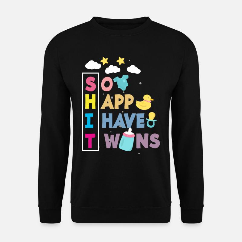 Zwillinge Geburt Schwangerschaftsverkündung - Unisex Pullover - Schwarz