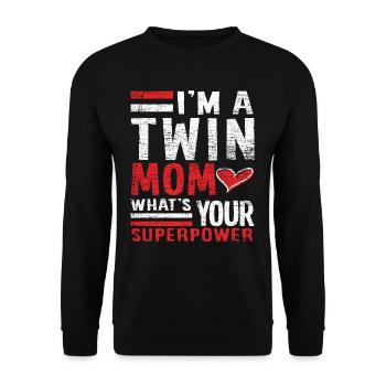 Maman jumelle - Sweat-shirt Unisexe - noir - Devant - Alina (178cm) & Michal (187cm)