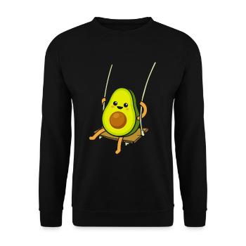Avocado auf einer Schaukel - Unisex Pullover - Schwarz - Vorne - Alina (178cm) & Michal (187cm)
