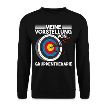 Bogenschießen Gruppentherapie Pfeil Bogen Therapie - Unisex Pullover - Schwarz - Vorne - Alina (178cm) & Michal (187cm)