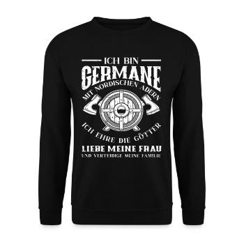 Wikinger Germane - Unisex Pullover - Schwarz - Vorne - Alina (178cm) & Michal (187cm)