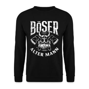 Böser Alter Mann Wikinger - Unisex Pullover - Schwarz - Vorne - Alina (178cm) & Michal (187cm)
