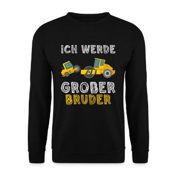 Ich Werde Großer Bruder Straßenwalze Geschwister - Unisex Pullover - Schwarz - Vorne - Alina (178cm) & Michal (187cm)