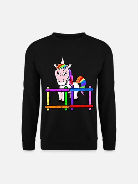 Für Kinder grimmiges Einhorn Emotion Gefühle Wut - Unisex Pullover - Schwarz