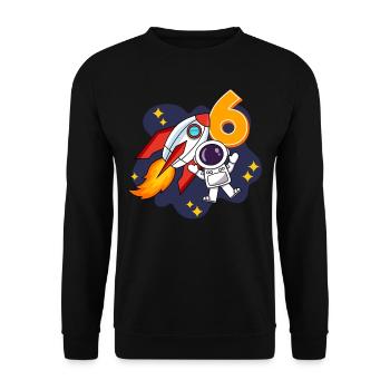 Astronaute spatial de 6 ans 6e anniversaire - Sweat-shirt Unisexe - noir - Devant - Alina (178cm) & Michal (187cm)