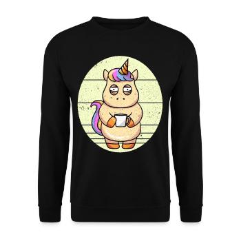 Coffee Unicorn Unicorn Holding A Coffee Cup - Unisex Sweatshirt - black - Front - Alina (178cm) & Michal (187cm)