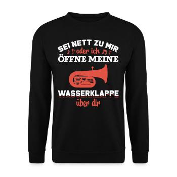 witziger Spruch Tuba - Unisex Pullover - Schwarz - Vorne - Alina (178cm) & Michal (187cm)