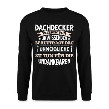 lustiges Dachdecker - Unisex Pullover - Schwarz - Vorne - Alina (178cm) & Michal (187cm)