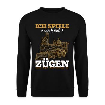 Züge Lok Zug - Unisex Pullover - Schwarz - Vorne - Alina (178cm) & Michal (187cm)
