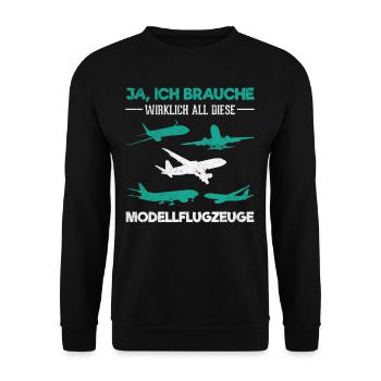 Modellbau Modellflugzeug - Unisex Pullover - Schwarz - Vorne - Alina (178cm) & Michal (187cm)