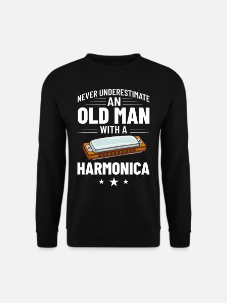 Mundharmonika Harmonica Spieler Lektionen Anfänger - Unisex Pullover - Schwarz