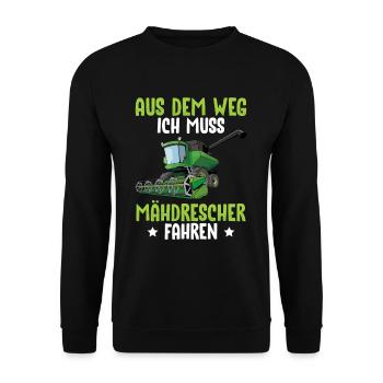 Aus Dem Weg Ich Muss Mähdrescher Fahren - Unisex Pullover - Schwarz - Vorne - Alina (178cm) & Michal (187cm)