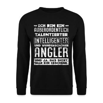 Angelspruch Lustiges Angel Angler Geschenk - Unisex Pullover - Schwarz - Vorne - Alina (178cm) & Michal (187cm)