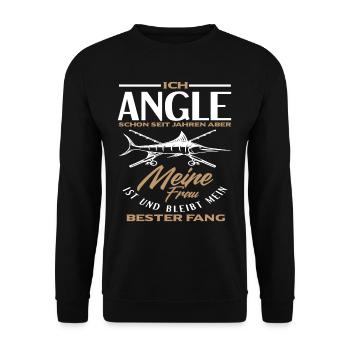 Angeln Ehe Frau Liebe - Unisex Pullover - Schwarz - Vorne - Alina (178cm) & Michal (187cm)