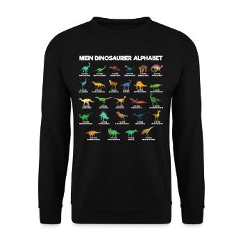 Dinosaurier Alphabet A-Z Dino ABC T-Rex - Unisex Pullover - Schwarz - Vorne - Alina (178cm) & Michal (187cm)