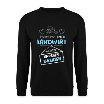 Ich werde großer Bruder Traktor Junior Landwirt - Unisex Pullover - Schwarz - Vorne - Alina (178cm) & Michal (187cm)