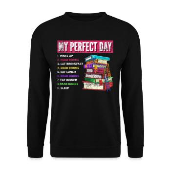 Buch Bücher Tag Geschenk Leseratte - Unisex Pullover - Schwarz - Vorne - Alina (178cm) & Michal (187cm)