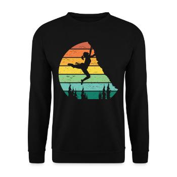 Bouldern Sportlerin - Unisex Pullover - Schwarz - Vorne - Alina (178cm) & Michal (187cm)