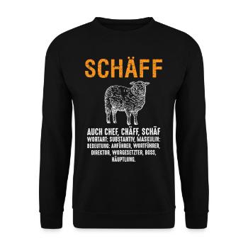 Schäff Chef Schaaf witzig sarkasmus - Unisex Pullover - Schwarz - Vorne - Alina (178cm) & Michal (187cm)