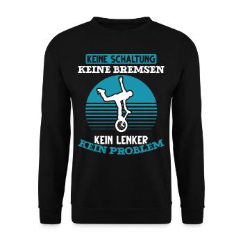 Einrad lustiger Spruch Einrad Sport Sportler - Unisex Pullover - Schwarz - Vorne - Alina (178cm) & Michal (187cm)