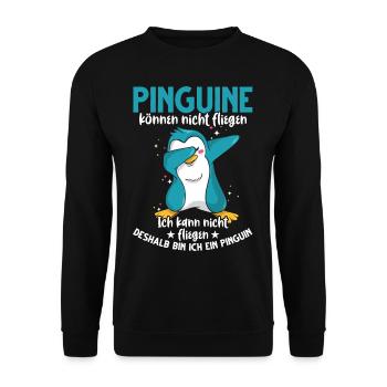 Pinguin lustiger Spruch Dab Dabbing Tanz - Unisex Pullover - Schwarz - Vorne - Alina (178cm) & Michal (187cm)