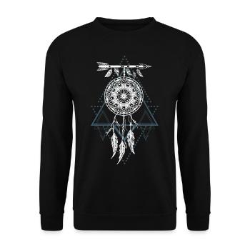 Traumfänger Dreamcatcher Traum Träumen - Unisex Pullover - Schwarz - Vorne - Alina (178cm) & Michal (187cm)
