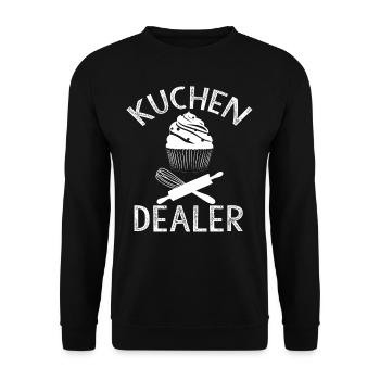 Kuchen Dealer Spruch Backen Bäcker Cupcake Kuchen - Unisex Pullover - Schwarz - Vorne - Alina (178cm) & Michal (187cm)