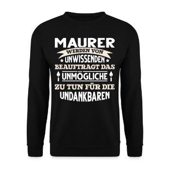 Maurer lustiger Spruch Handwerker Maurerkelle Zeme - Unisex Pullover - Schwarz - Vorne - Alina (178cm) & Michal (187cm)